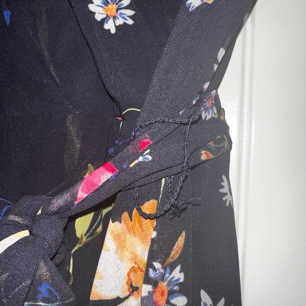 Dark Blue, Floral, DKNY, Midi Dress. - Picture 4 of 9